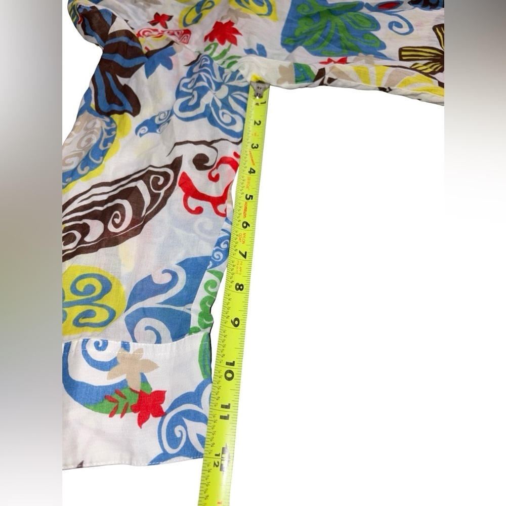 Chico’s Size 1(8/M) Lightweight 100% Cotton Floral Button-Up Blouse Colorful - Picture 4 of 9